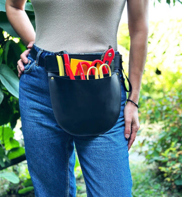 Leather Tool Belt for Florist or Gardener (Black)