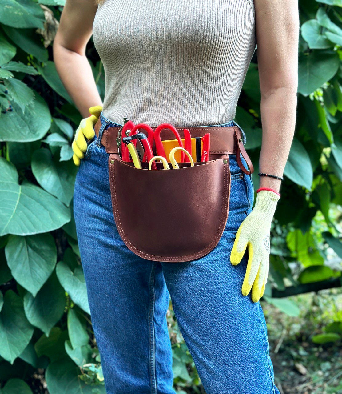 Leather Florist/Gardener Tool Belt (Brown)