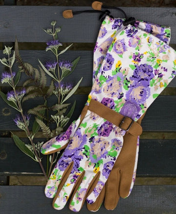 Lavender Floral Arm Saver Gloves M/L
