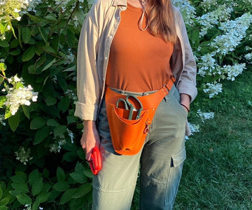 Leather Handcrafted Tool Belt (Orange)