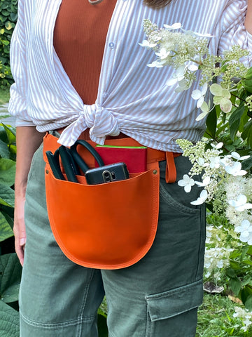 Handcrafted Leather Florist/Gardener Tool Belt (Orange)