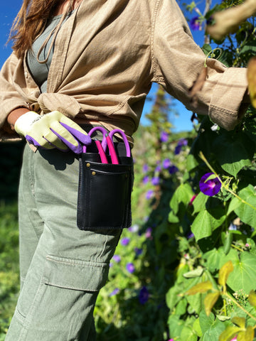 Leather Tool Belt for Florist or Gardener (Black)